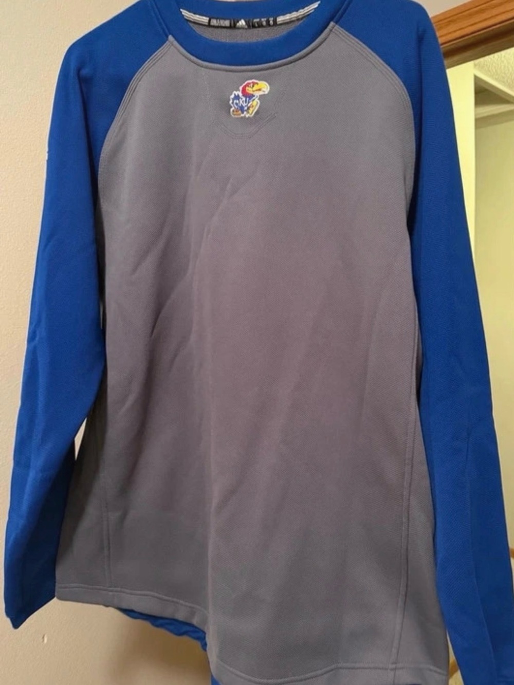 adidas Men’s Gray and Royal Blue Crewneck Sweatshirt